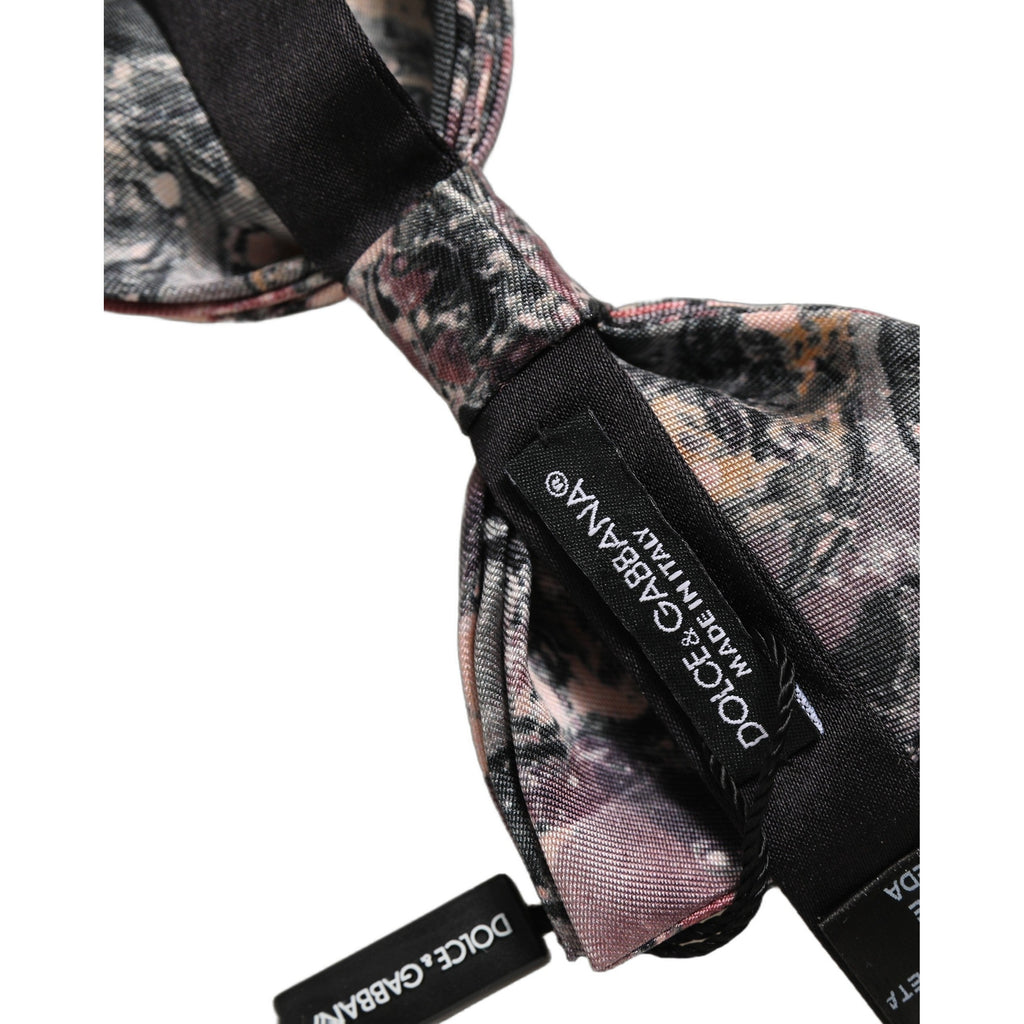 Dolce & Gabbana Multicolor Marble Silk Adjustable Neck Papillon Bow Tie