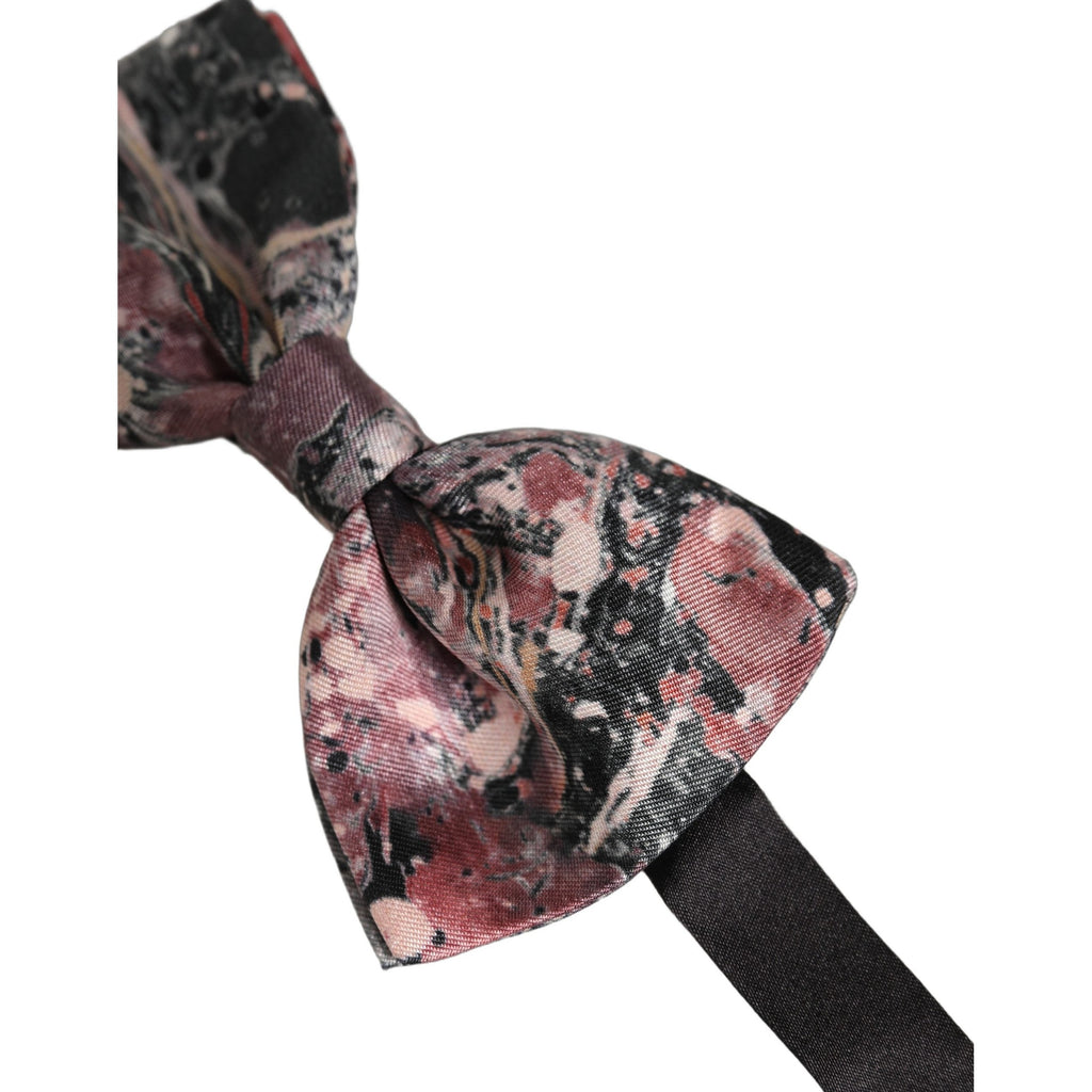 Dolce & Gabbana Multicolor Marble Silk Adjustable Neck Papillon Bow Tie