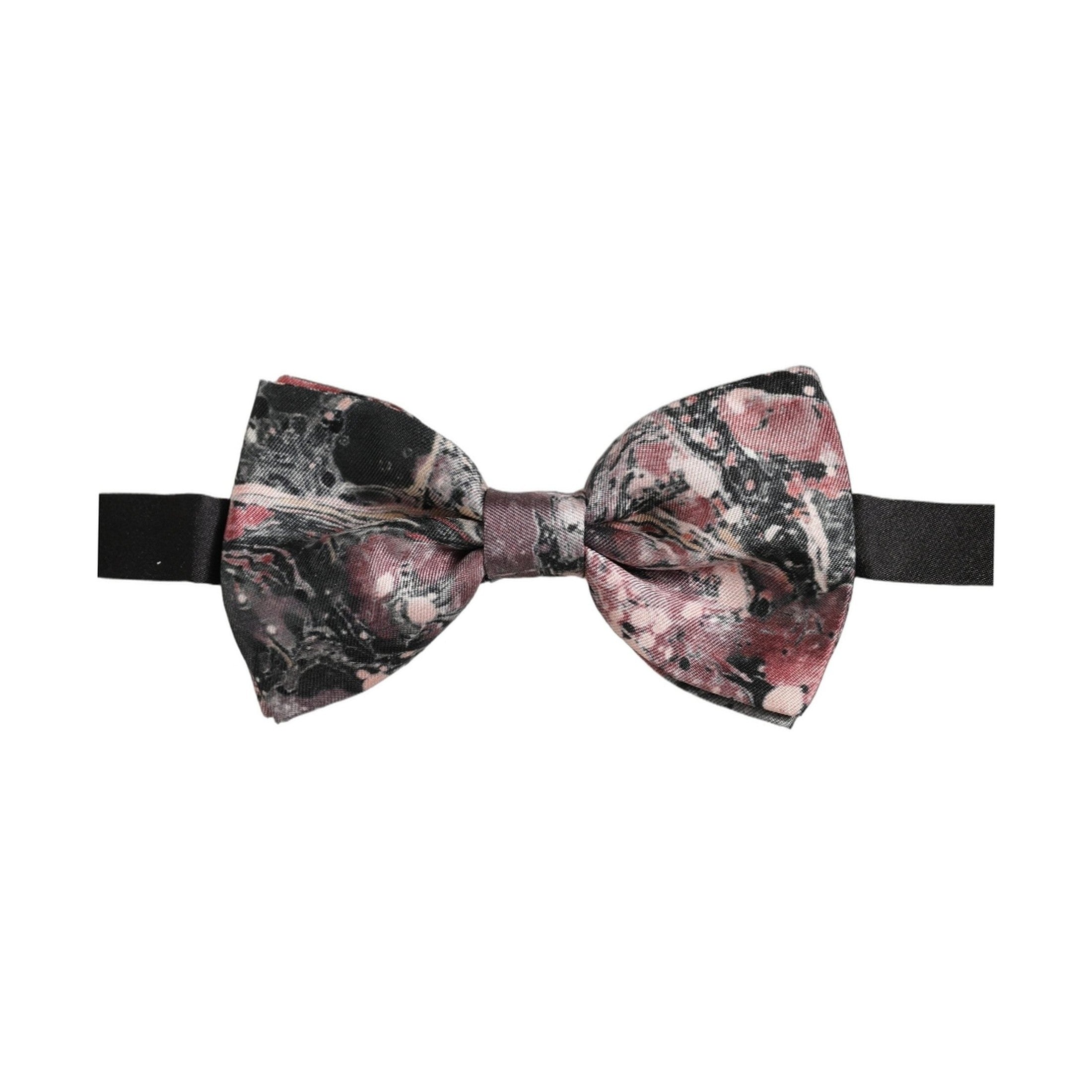 Dolce & Gabbana Multicolor Marble Silk Adjustable Neck Papillon Bow Tie
