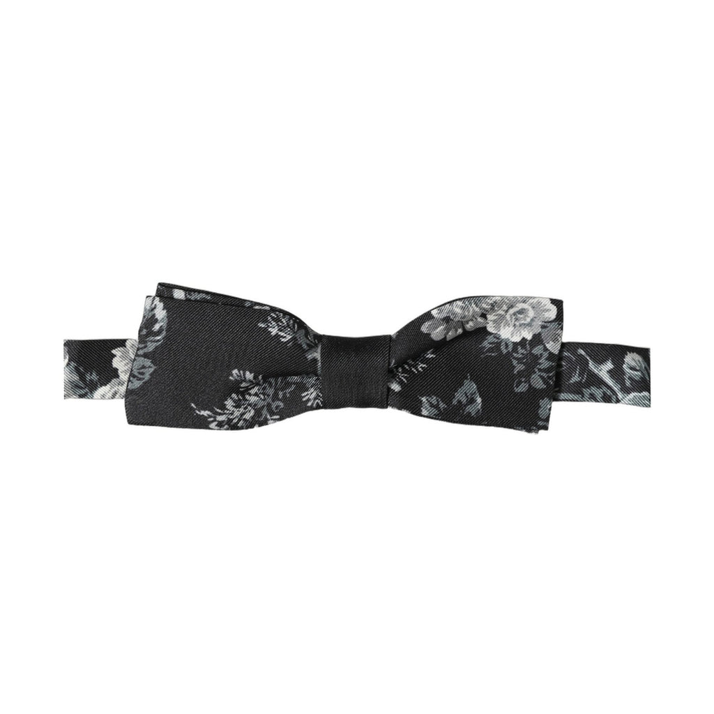 Dolce & Gabbana Black Floral Silk Adjustable Neck Men Papillon Bow Tie
