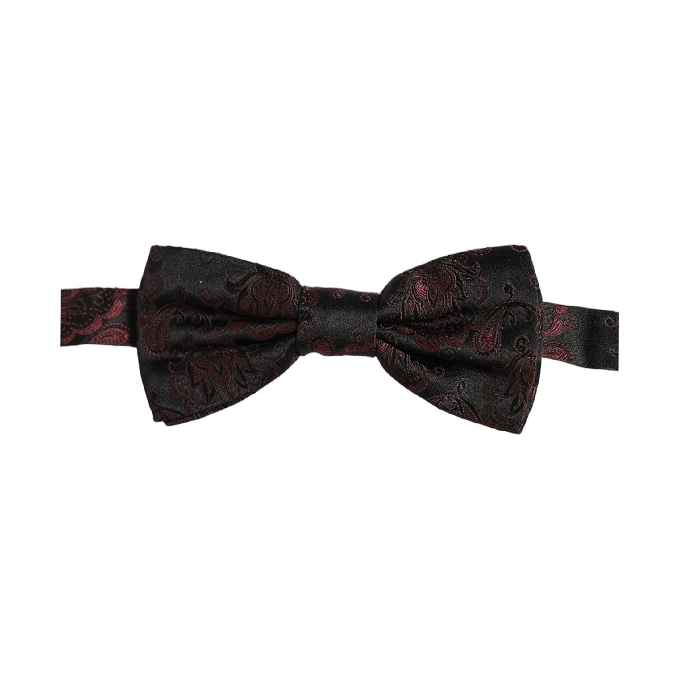 Dolce & Gabbana Burgundy Paisley Silk Adjustable Neck Papillon Bow Tie