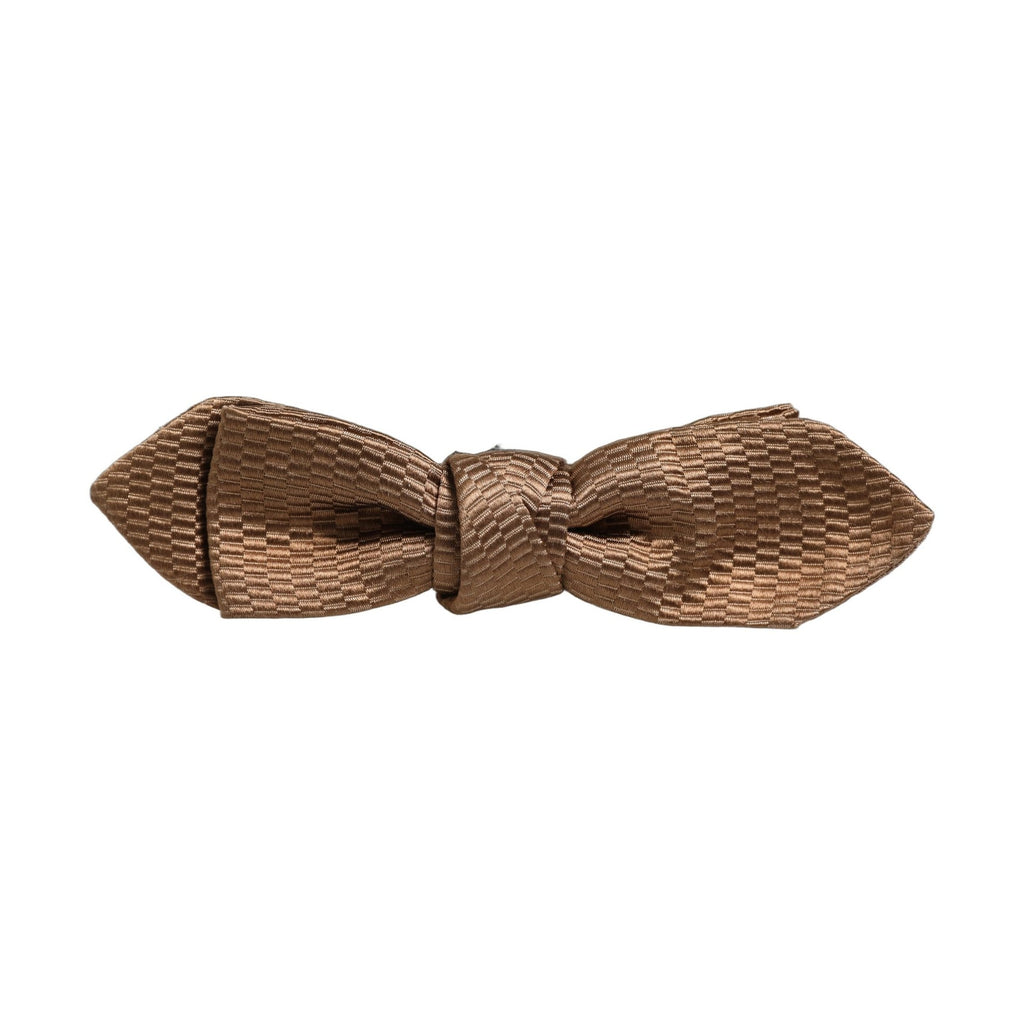 Dolce & Gabbana Men Brown Gold Silk Adjustable Neck Papillon Bow Tie