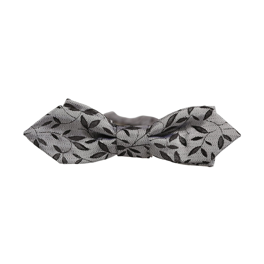 Dolce & Gabbana Men Gray Abstract Silk Adjustable Neck Papillon Bow Tie
