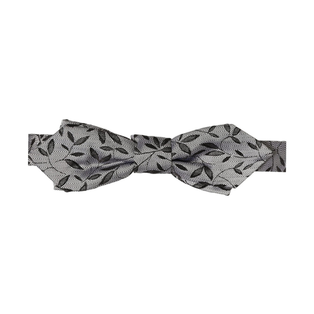 Dolce & Gabbana Men Gray Abstract Silk Adjustable Neck Papillon Bow Tie