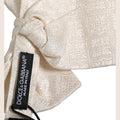 Dolce & Gabbana Men White Jacquard Silk Adjustable Neck Papillon Bow Tie