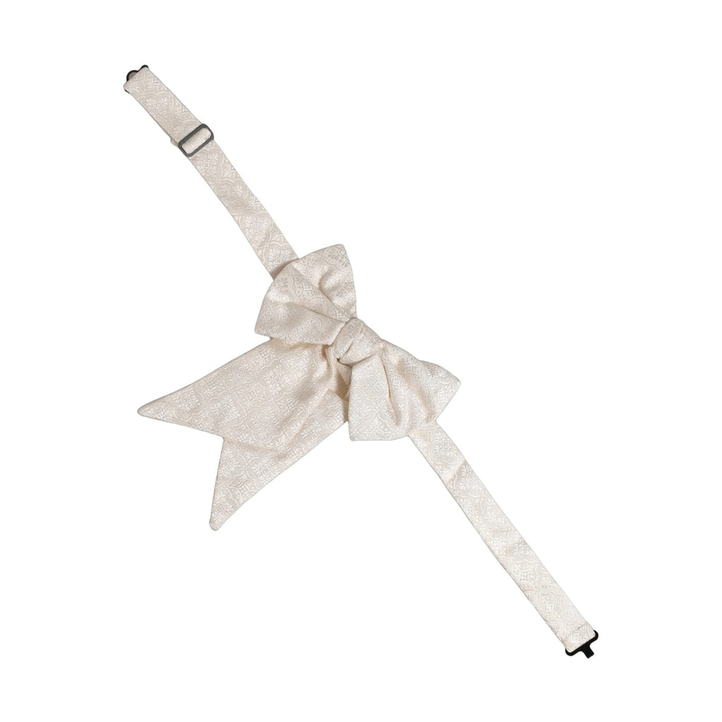 Dolce & Gabbana Men White Jacquard Silk Adjustable Neck Papillon Bow Tie