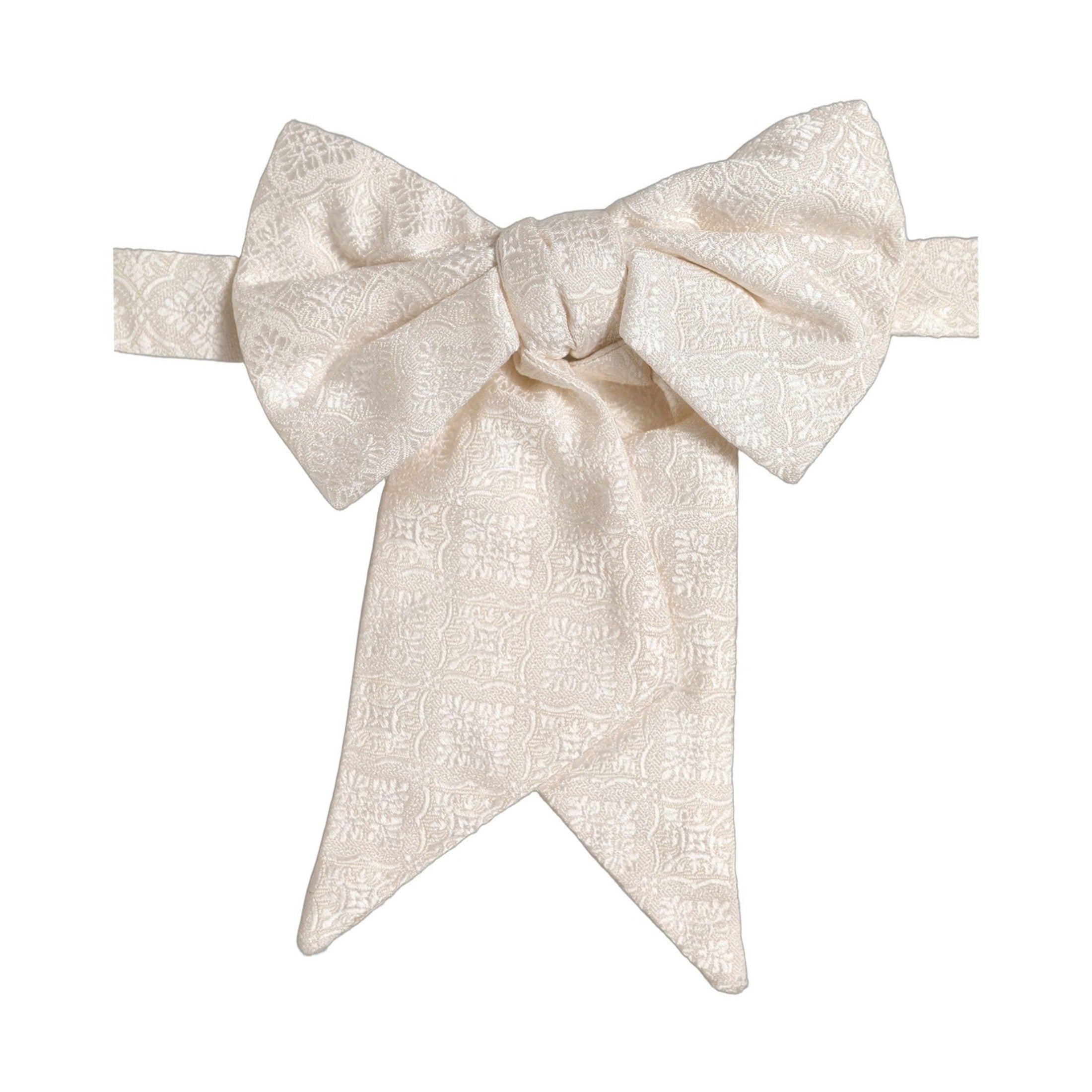 Dolce & Gabbana Men White Jacquard Silk Adjustable Neck Papillon Bow Tie