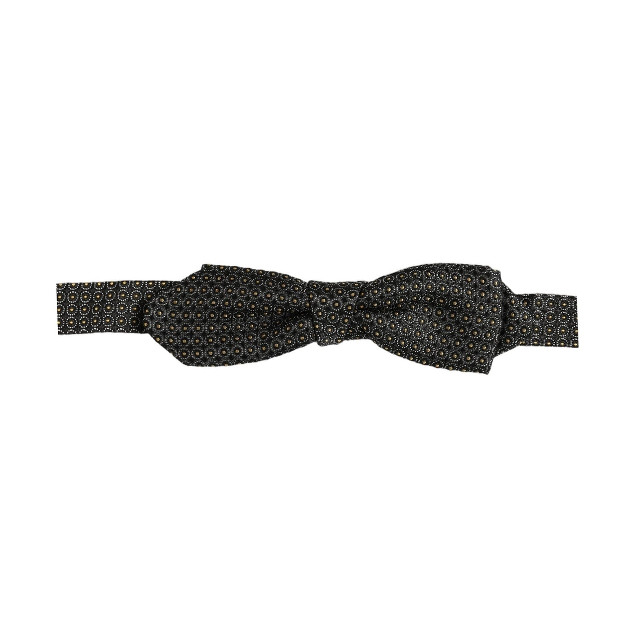 Dolce & Gabbana Men Black Dotted Silk Adjustable Neck Papillon Bow Tie