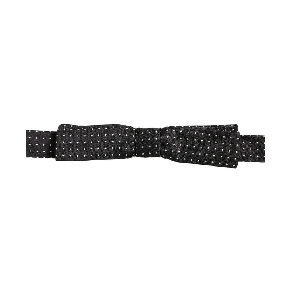 Dolce & Gabbana Black White Polka Dot Adjustable Neck Papillon Bow Tie