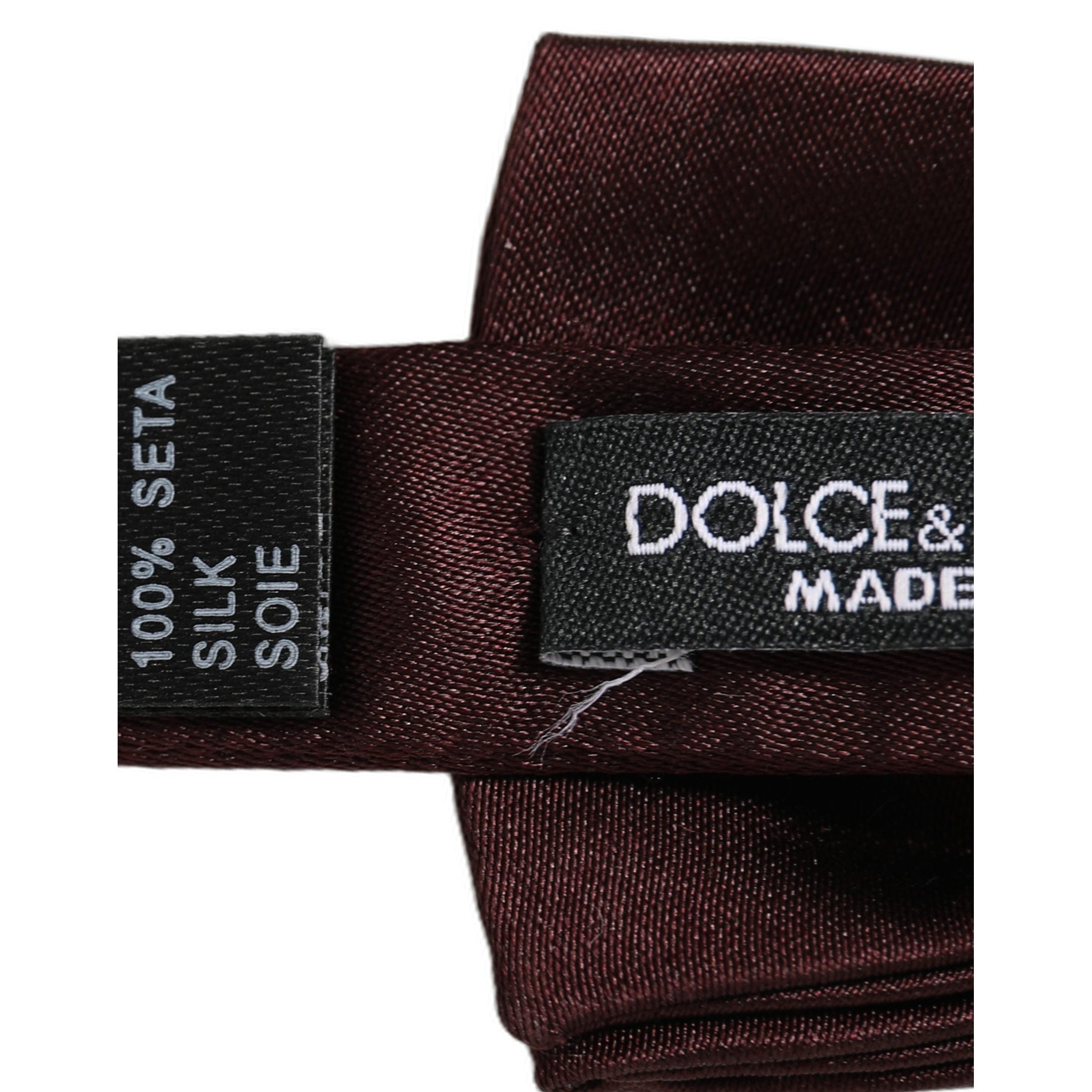 Dolce & Gabbana Men Brown 100% Silk Adjustable Neck Papillon Bow Tie