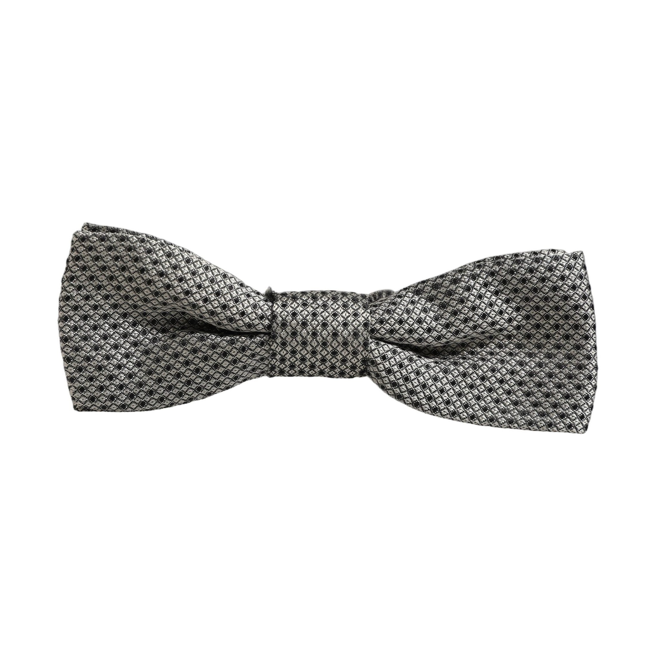 Dolce & Gabbana Men Gray Silk Patterned Adjustable Neck Papillon Bow Tie