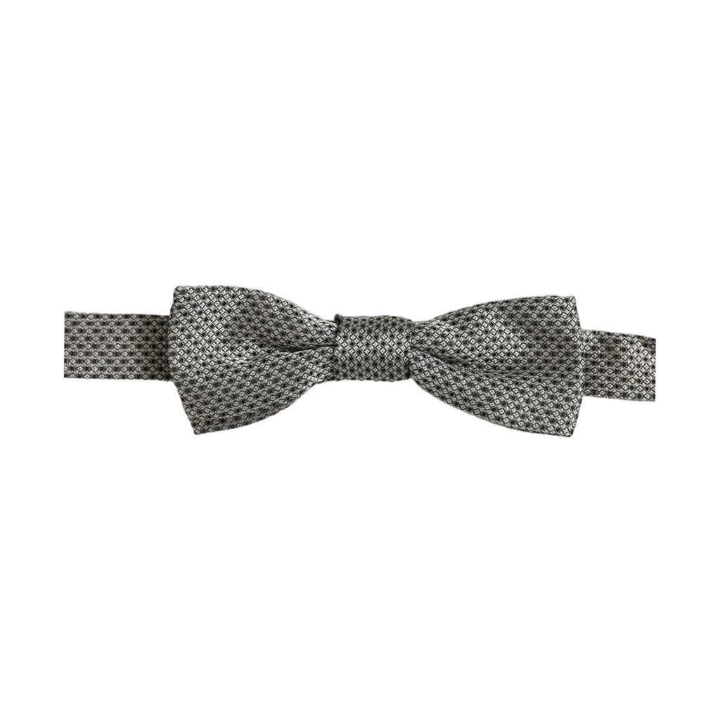 Dolce & Gabbana Men Gray Silk Patterned Adjustable Neck Papillon Bow Tie