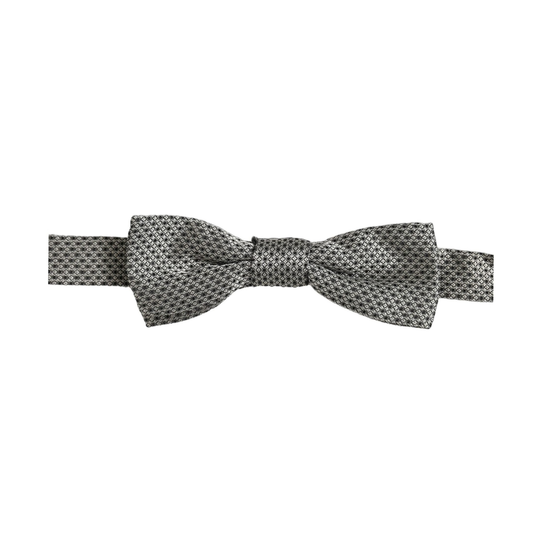 Dolce & Gabbana Men Gray Silk Patterned Adjustable Neck Papillon Bow Tie