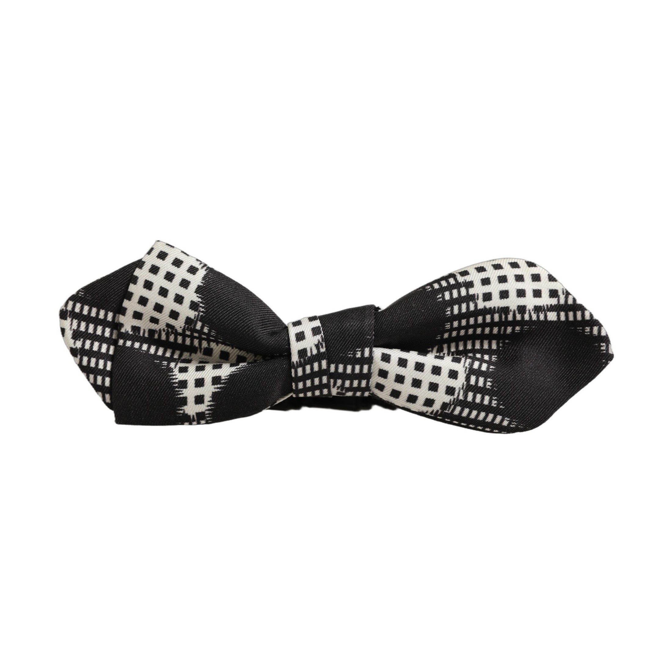 Dolce & Gabbana Black White Checkered Adjustable Neck Papillon Bow Tie