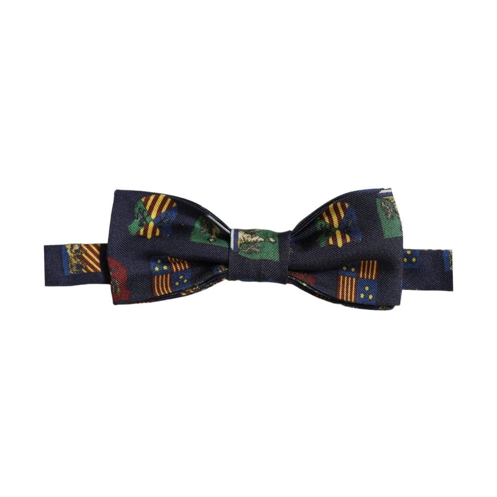 Dolce & Gabbana Men Blue Flags 100% Silk Adjustable Neck Papillon Bow Tie