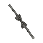 Men Gray Silk Patterned Adjustable Neck Papillon Bow Tie