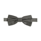 Men Gray Silk Patterned Adjustable Neck Papillon Bow Tie