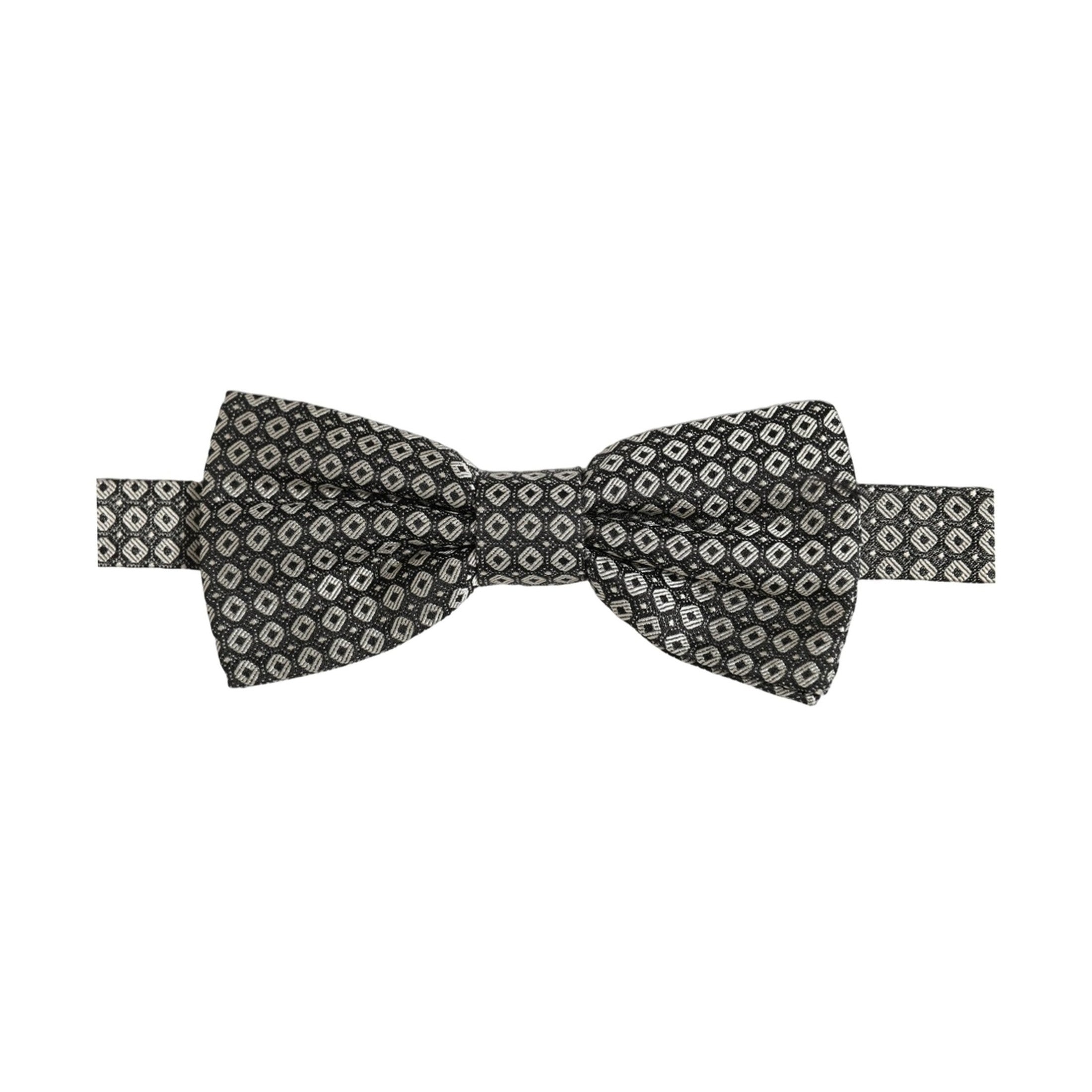 Men Gray Silk Patterned Adjustable Neck Papillon Bow Tie