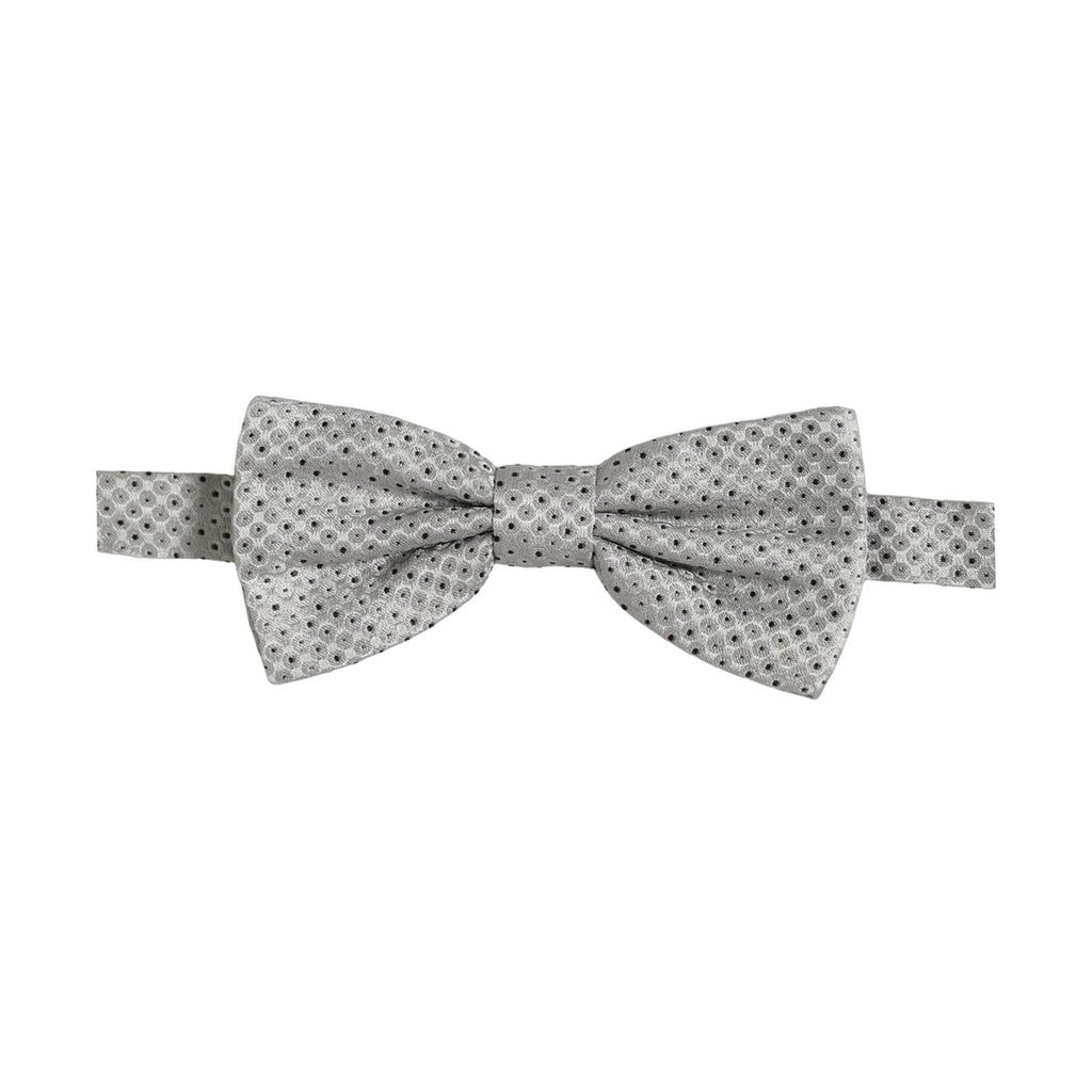 Men Black Gray Polka Dot Adjustable Neck Papillon Bow Tie