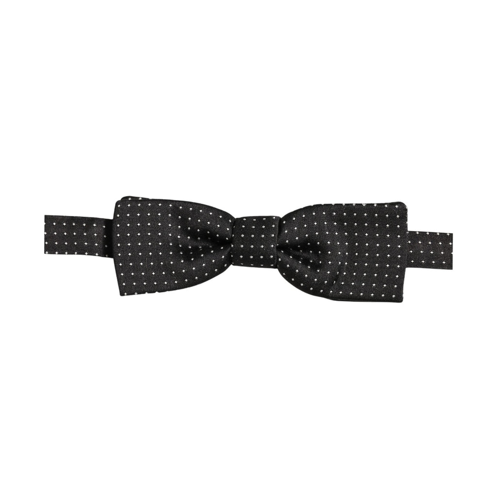 Black White Polka Dot Adjustable Neck Papillon Bow Tie