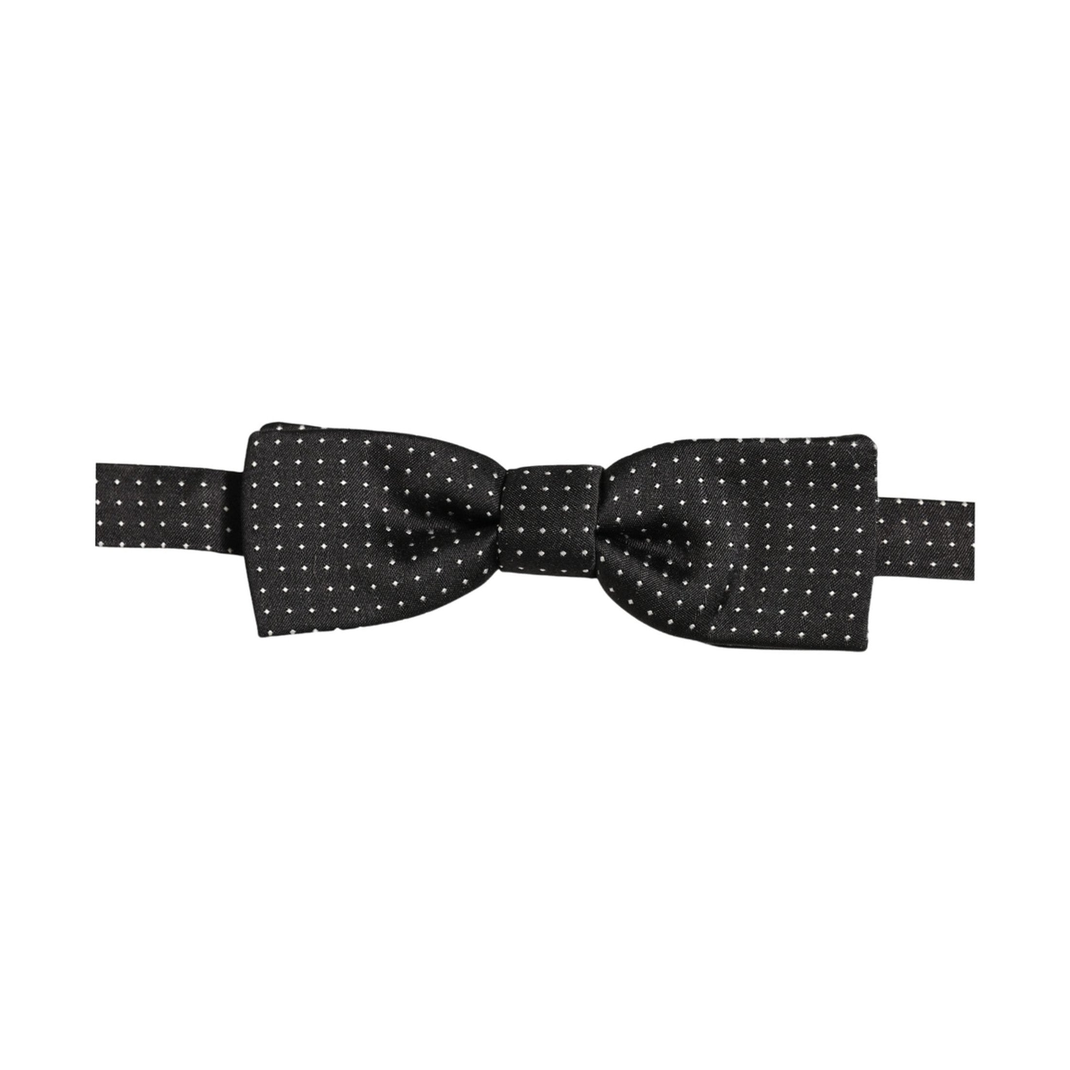 Black White Polka Dot Adjustable Neck Papillon Bow Tie