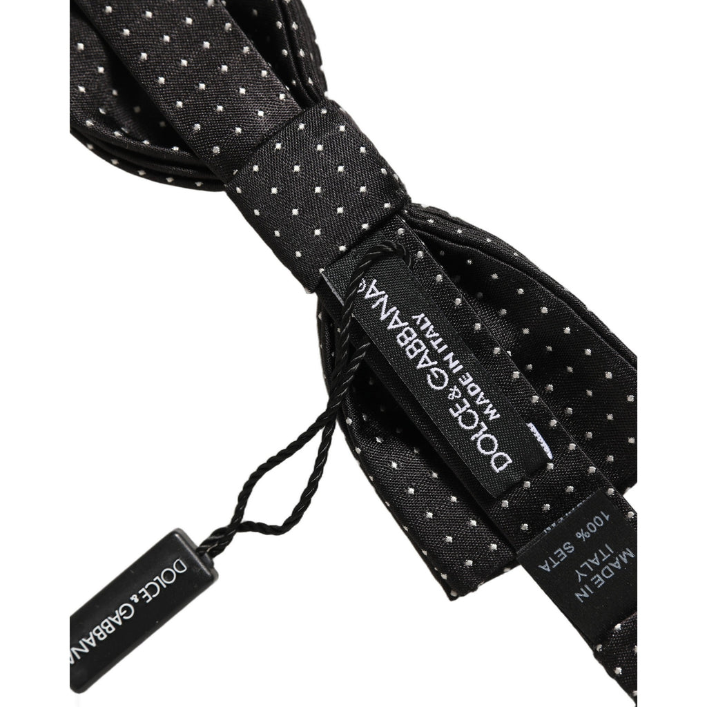 Black White Polka Dot Adjustable Neck Papillon Bow Tie