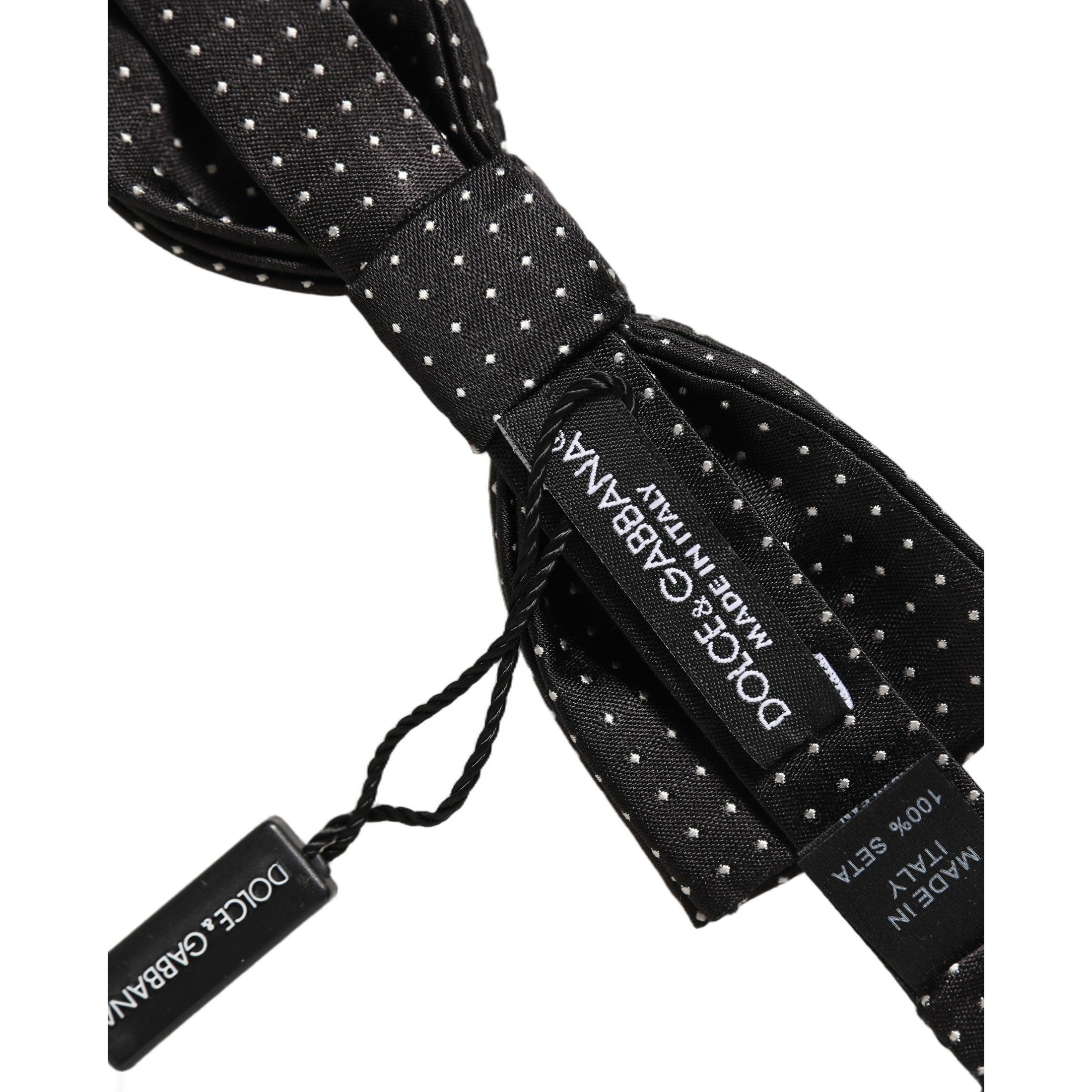 Black White Polka Dot Adjustable Neck Papillon Bow Tie