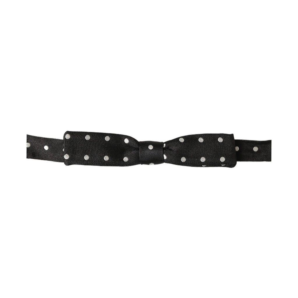 Black White Polka Dot Adjustable Neck Papillon Bow Tie