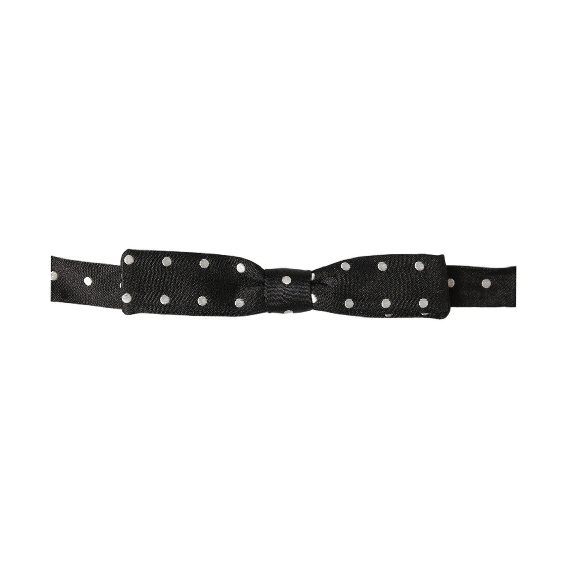 Black White Polka Dot Adjustable Neck Papillon Bow Tie
