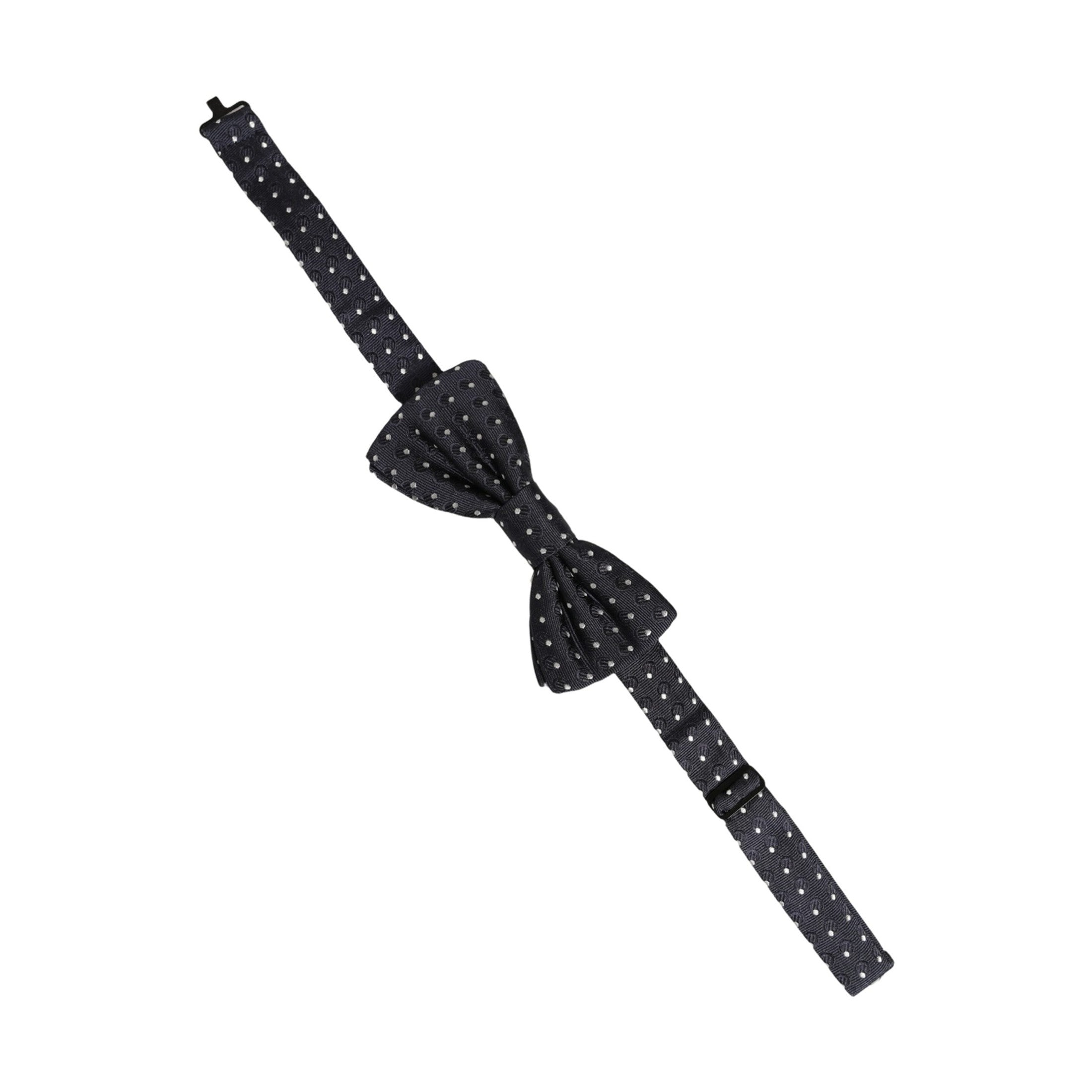 Black White Polka Dot Adjustable Neck Papillon Bow Tie