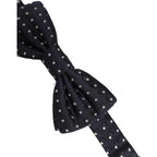 Black White Polka Dot Adjustable Neck Papillon Bow Tie