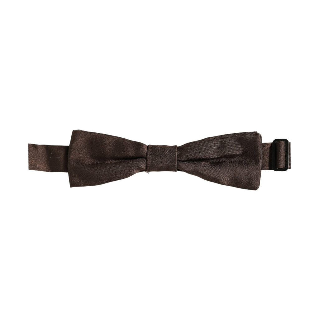 Men Brown 100% Silk Adjustable Neck Papillon Bow Tie