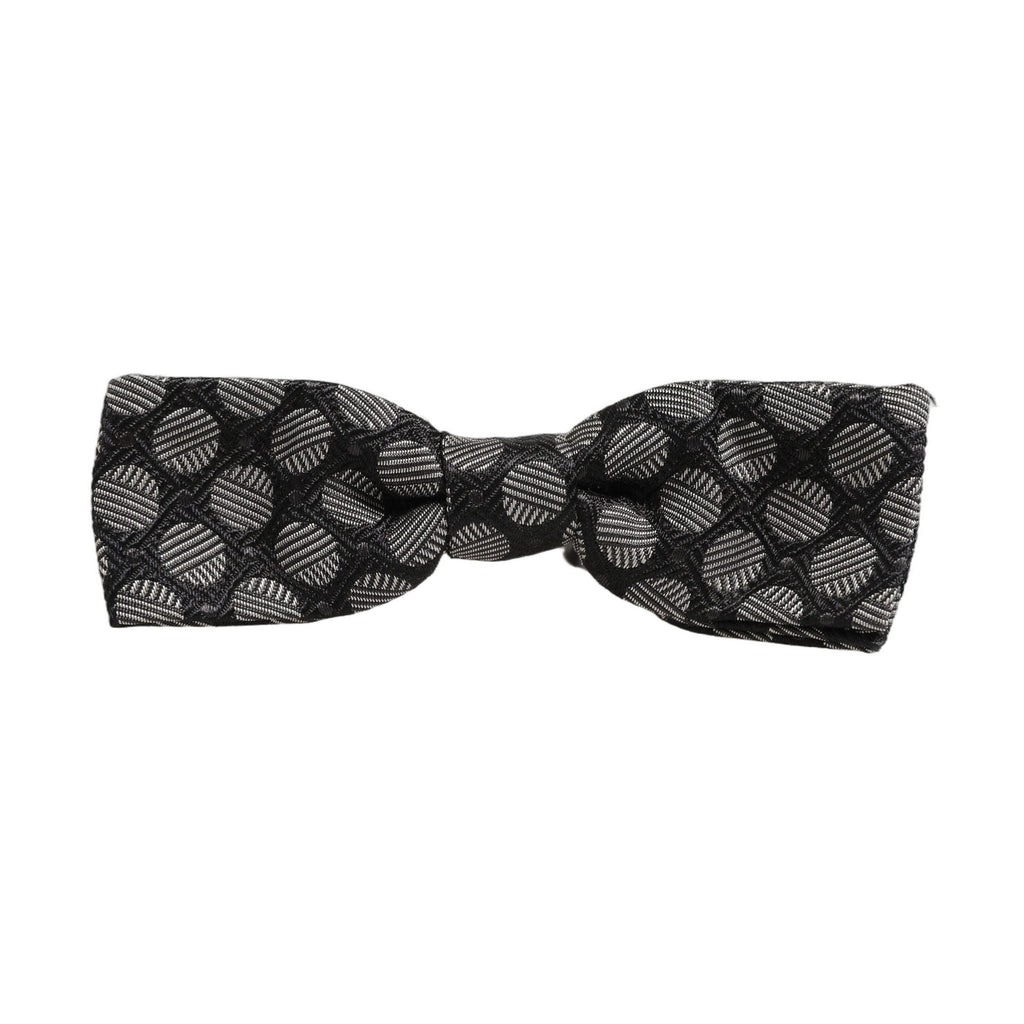 Black White Geometric Silk Adjustable Neck Papillon Bow Tie
