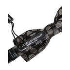 Black White Geometric Silk Adjustable Neck Papillon Bow Tie