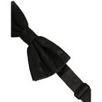 Men Black Paisley Silk Adjustable Neck Papillon Bow Tie