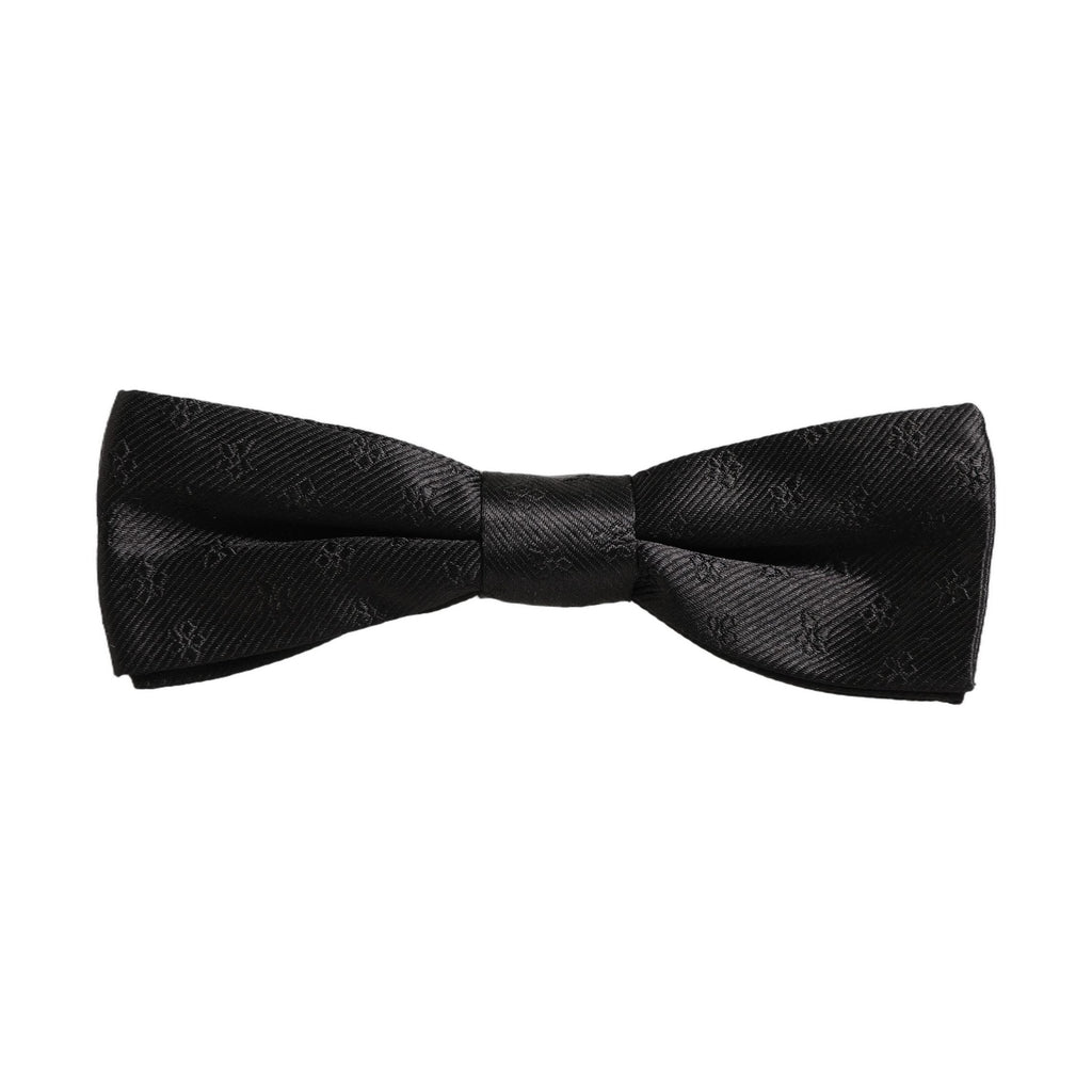 Men Black Floral Silk Adjustable Neck Papillon Bow Tie