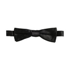 Men Black Floral Silk Adjustable Neck Papillon Bow Tie