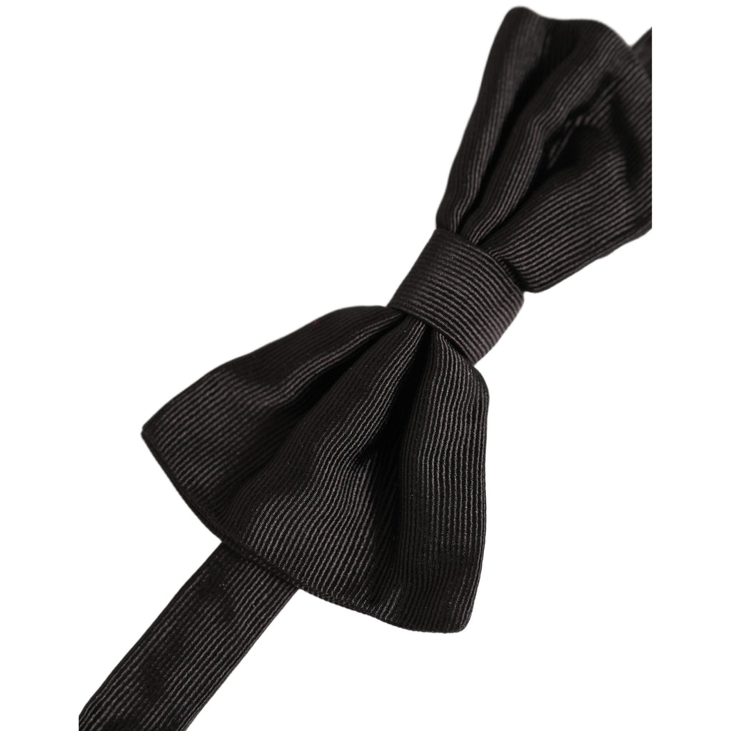 Men Black 100% Silk Adjustable Neck Papillon Bow Tie