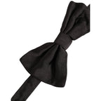 Men Black 100% Silk Adjustable Neck Papillon Bow Tie