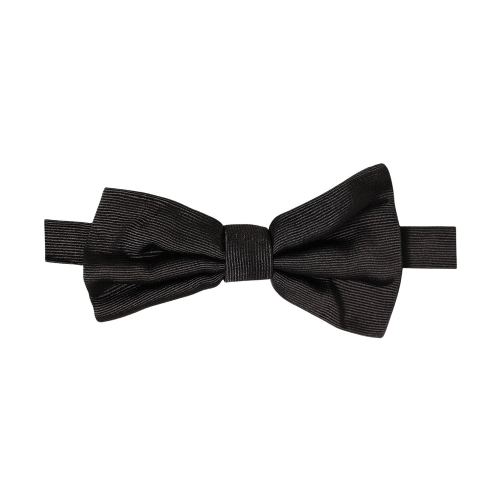 Men Black 100% Silk Adjustable Neck Papillon Bow Tie