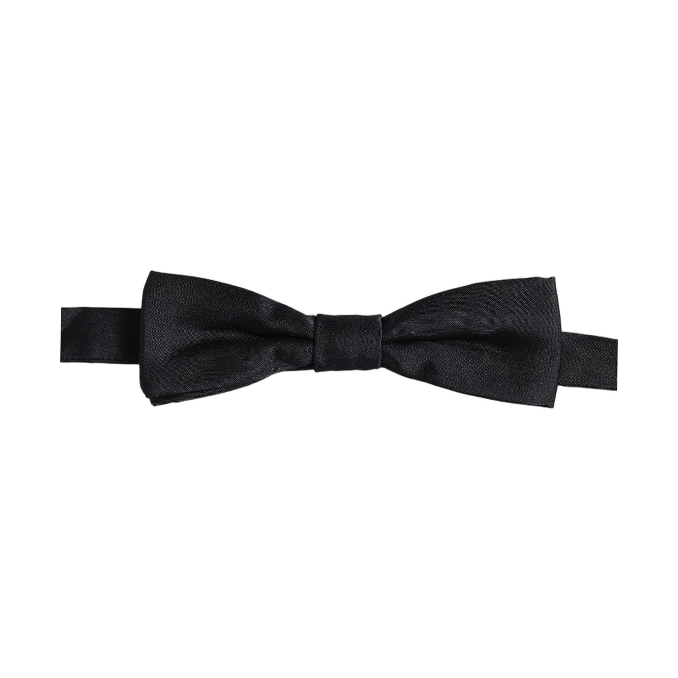 Men Black 100% Silk Adjustable Neck Papillon Bow Tie