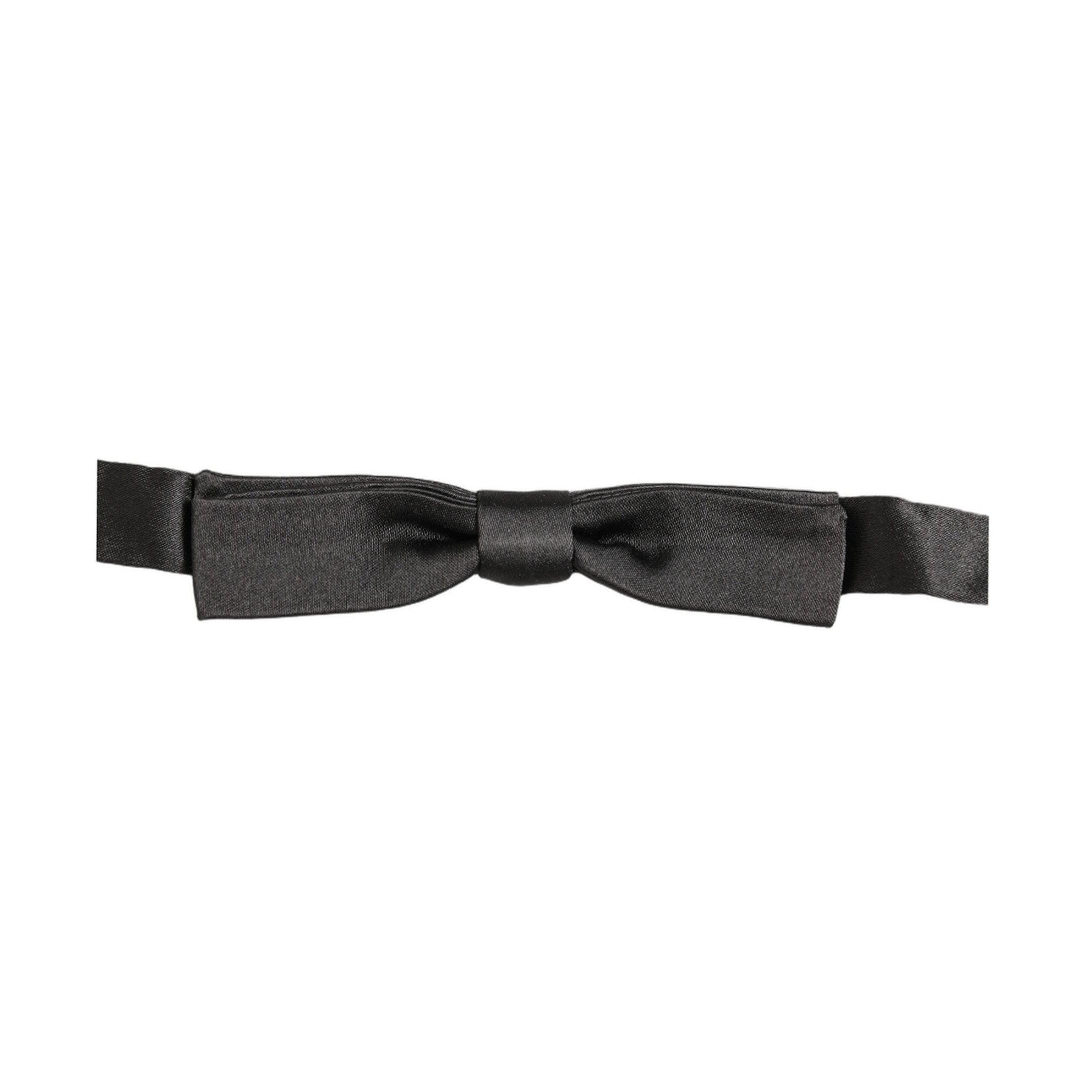 Men Black 100% Silk Adjustable Neck Papillon Bow Tie