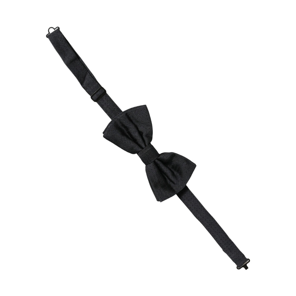 Men Black 100% Silk Adjustable Neck Papillon Bow Tie
