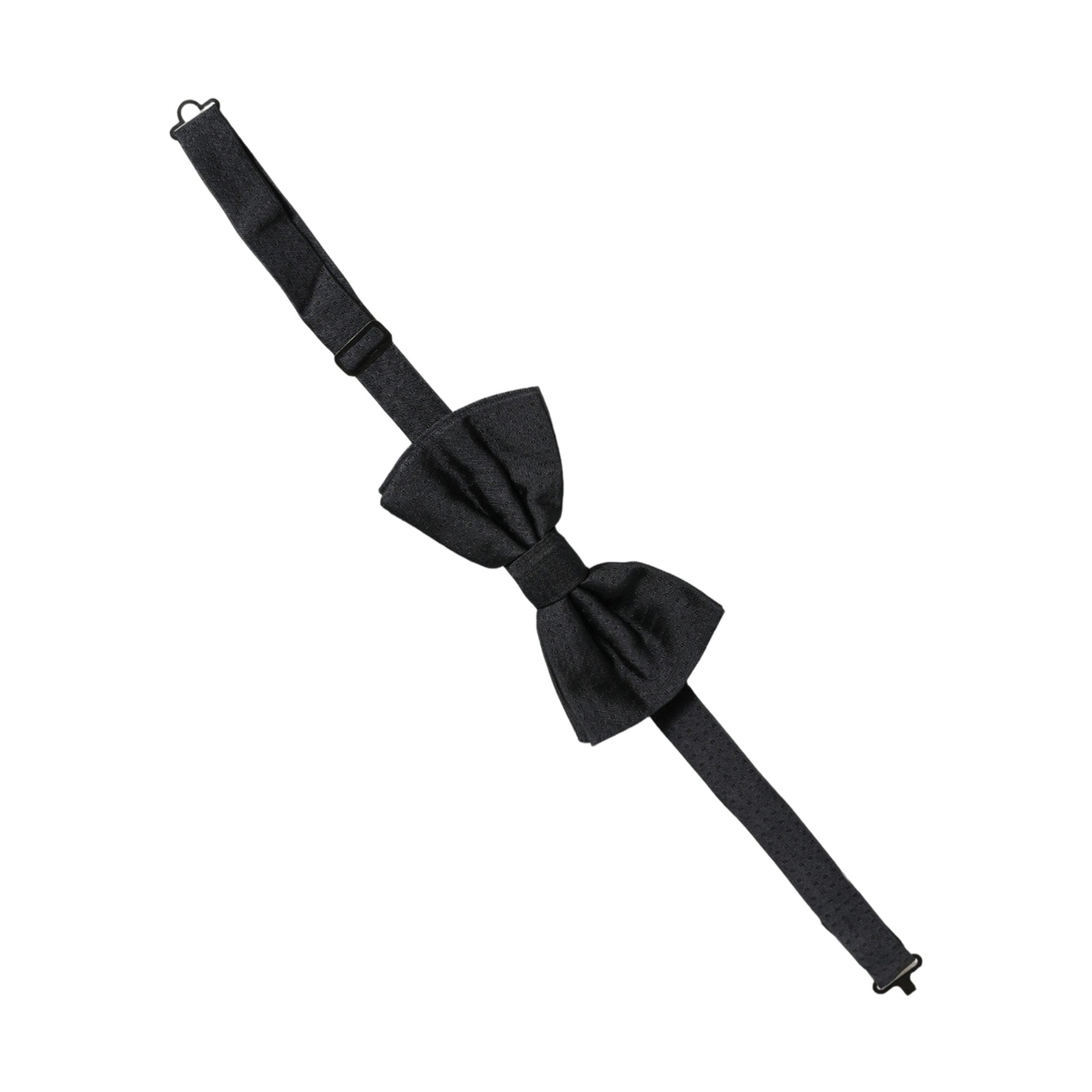 Men Black 100% Silk Adjustable Neck Papillon Bow Tie
