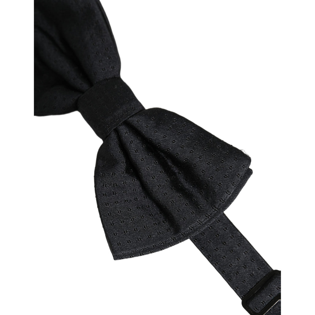 Men Black 100% Silk Adjustable Neck Papillon Bow Tie