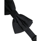 Men Black 100% Silk Adjustable Neck Papillon Bow Tie