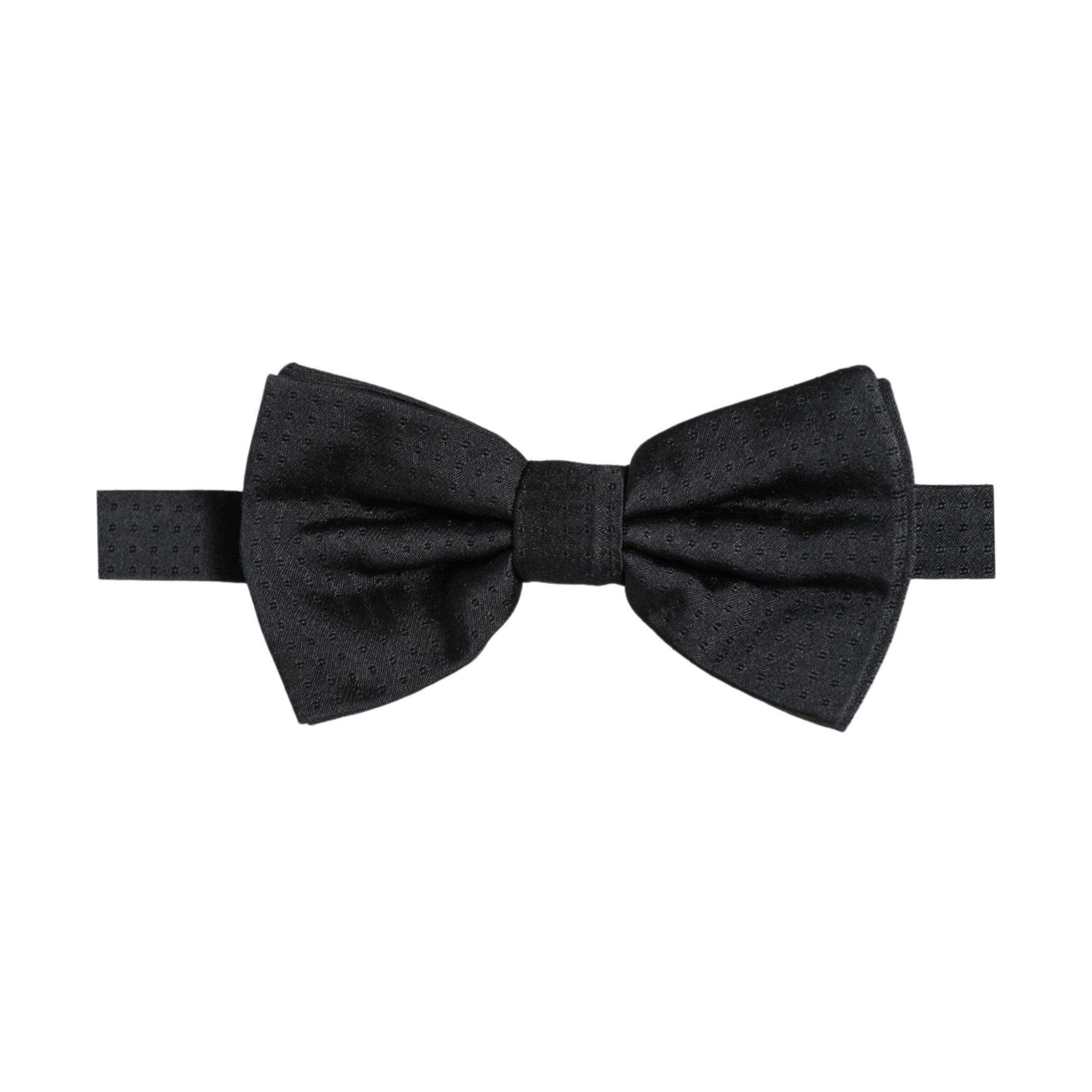 Men Black 100% Silk Adjustable Neck Papillon Bow Tie