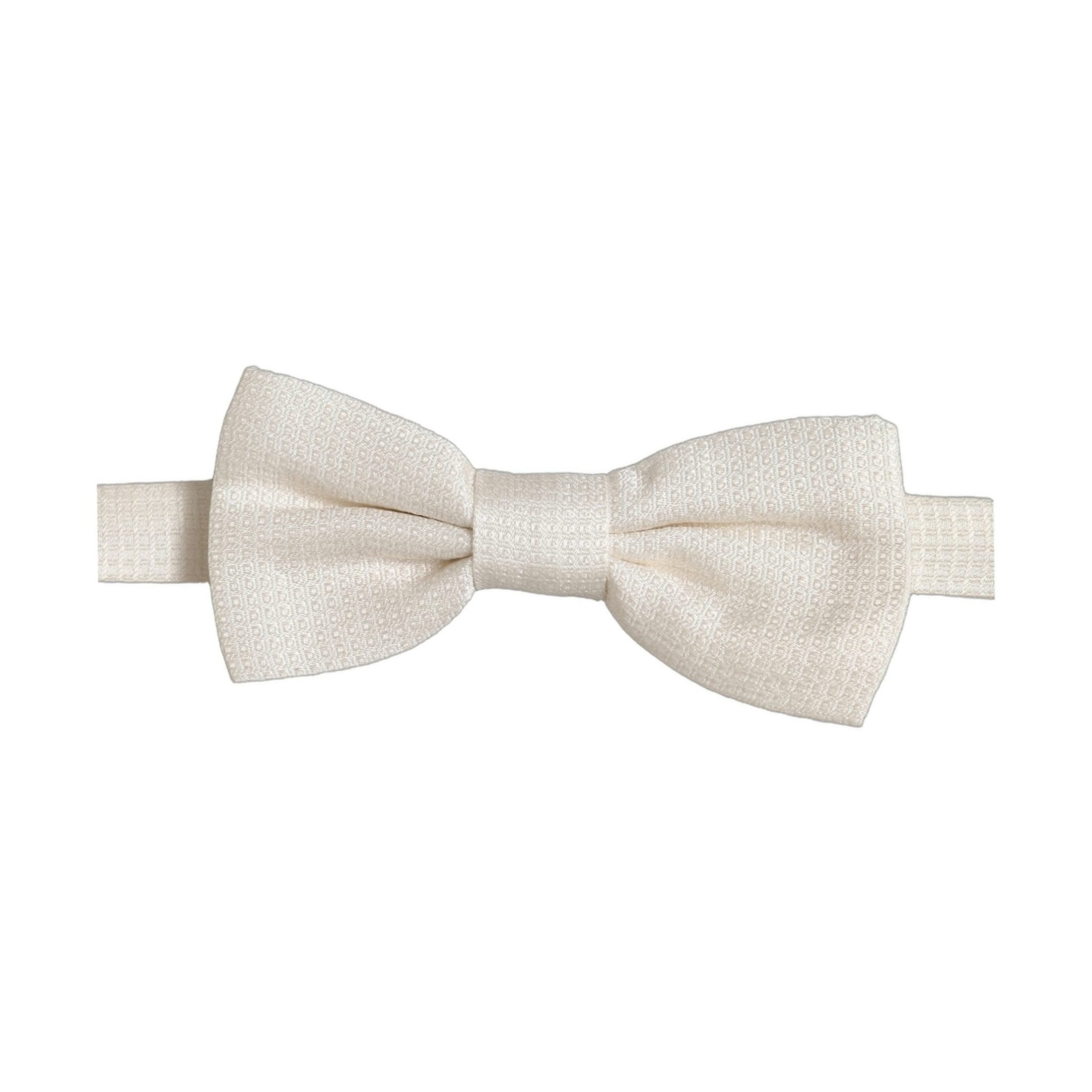 Men Off White Silk Adjustable Neck Papillon Bow Tie