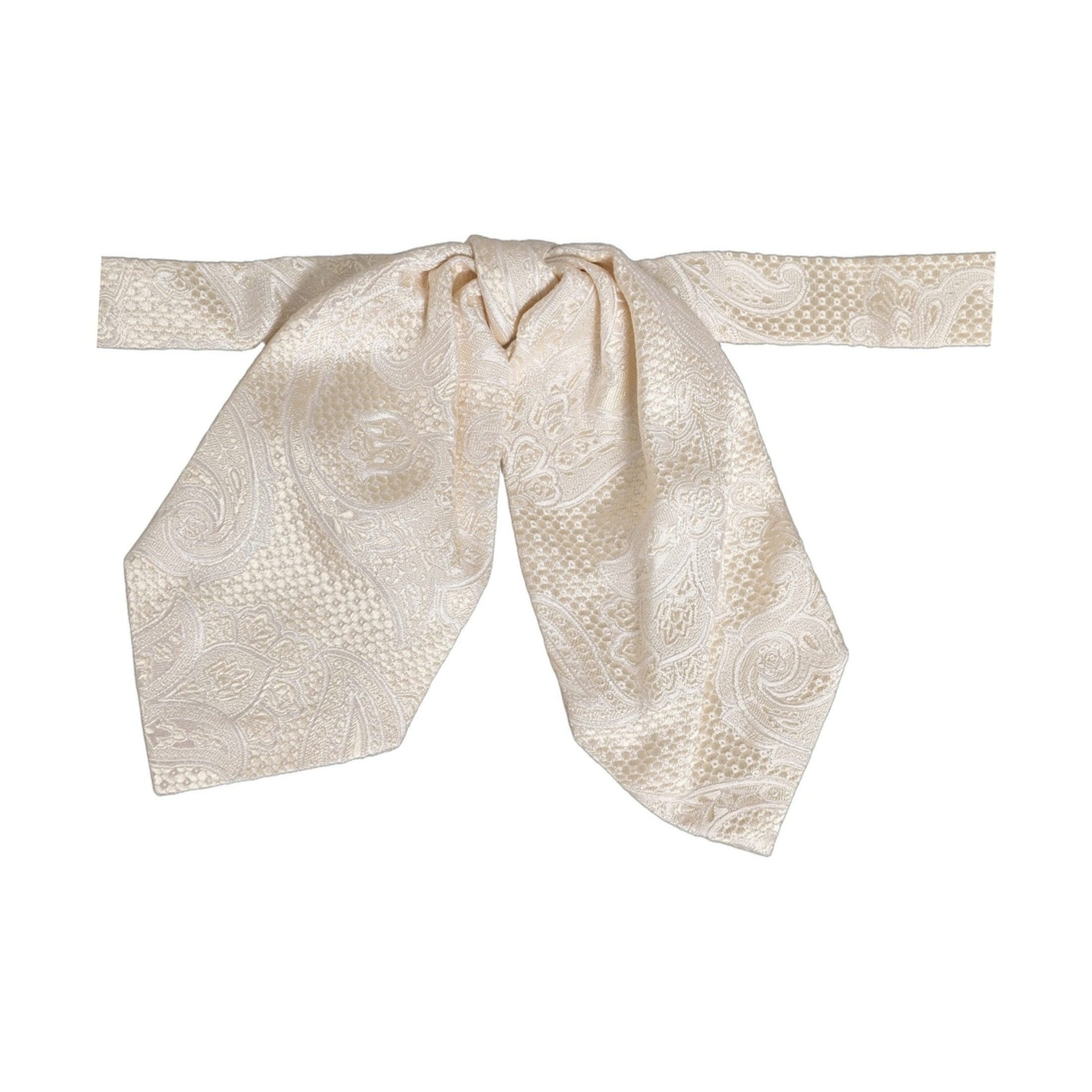 Men Ivory Paisley SIlk Adjustable Neck Papillon Bow Tie