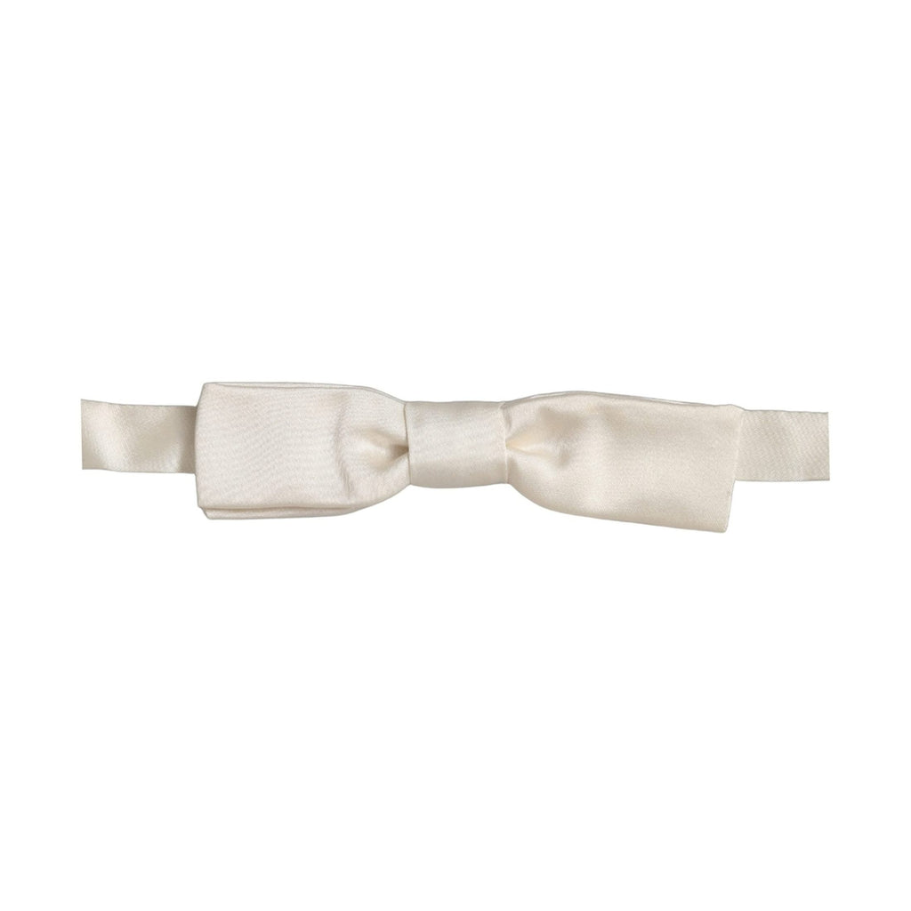 Men White 100% Silk Adjustable Neck Papillon Bow Tie